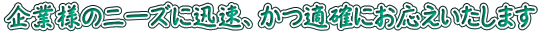 企業様のニーズに迅速、かつ適確にお応えいたします 